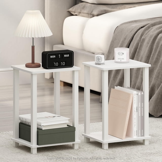 Mesita de noche Furinno Simplistic Compact White, juego de 2