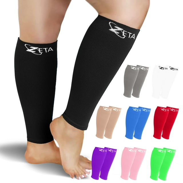 Zeta Wear Calcetines de soporte para mangas de pierna de talla grande: la manga de compresión ancha para pantorrilla a las mujeres les encanta por su increíble ajuste, comodidad rica en algodón, compr