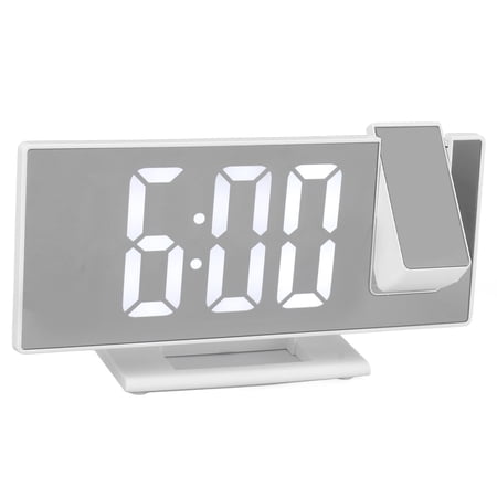 M Buder Digital Projection Alarm Clock for Bedrooms Large LED Mirror Display Projection Clock White Shell White Light Includes CR2032 Battery (7.87 inches / 20 cm)