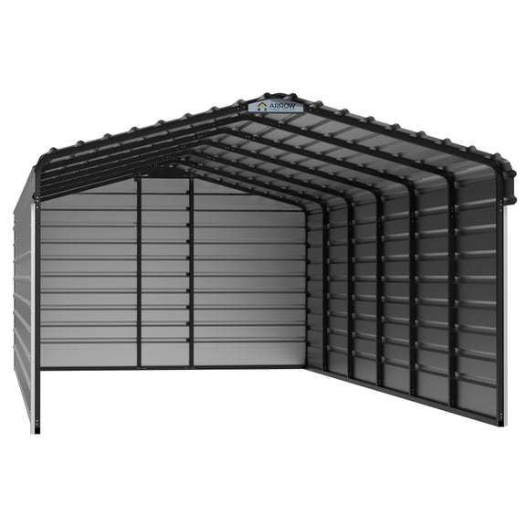 Arrow 12 x 29 x 7 ft Eggshell Steel Carport With 3 Wall Kit