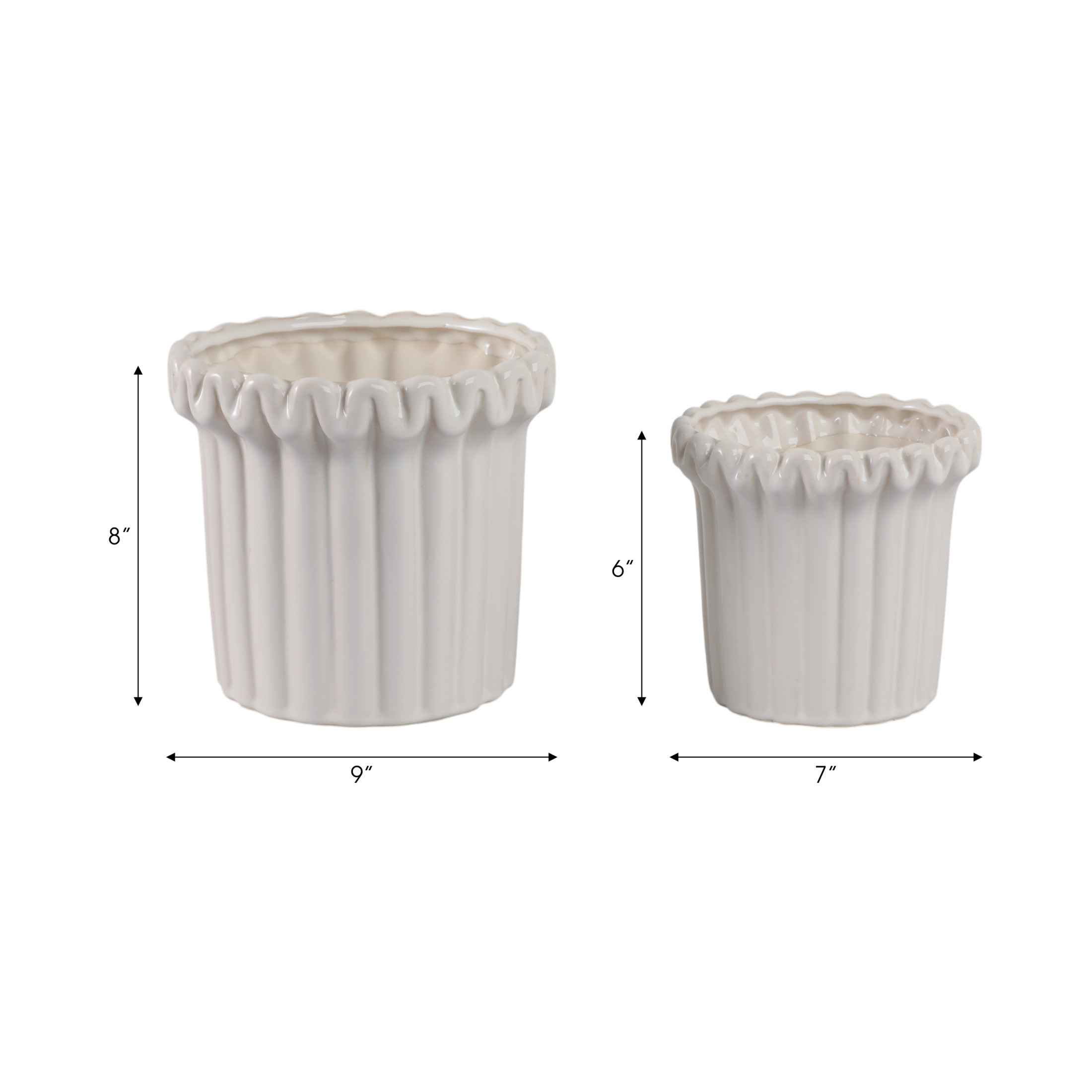 Flower Pots and Planters for Home Decor - Ceramic Pots Perfect for Indoor and Outdoor Use - Elegant Textured Pots for Plants for Garden, House, and Patio Decor - Set of 2, 8", 6", Ivory