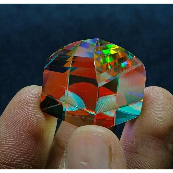 WHITE MYSTIC OPAL Nice Quality Faceted Loose Gemstone Amazing Shape Rainbow Fire Pendant Size Mystic OPAL Weight 60 To 70 Ct