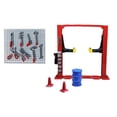 thumbnail image 4 of Milaget 1/64 Diorama Car Garage Car Lift Scene Model Repair Frame Oil Drum Auto Shop Red Car Lift, 4 of 8