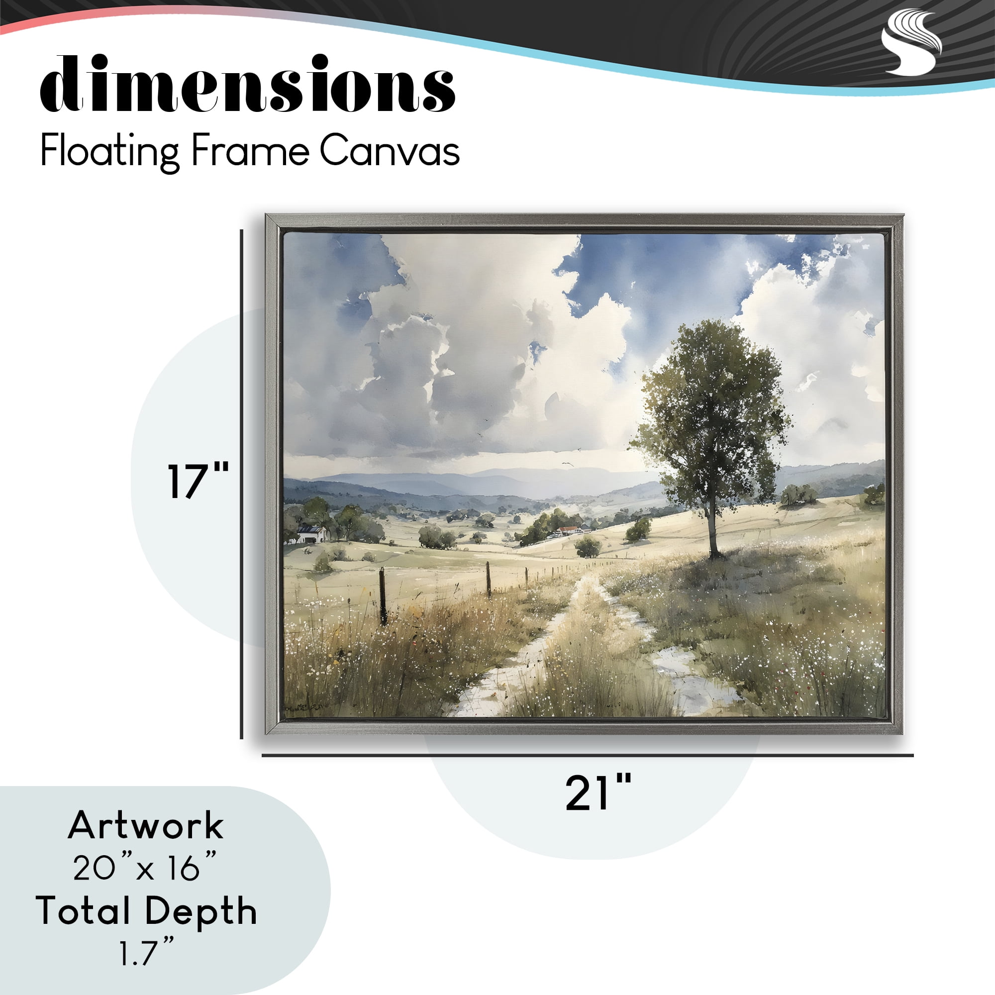 Stupell Industries Wagon Road Through Meadow Gray Framed Floater Canvas Wall Art, design by Franklyn Gregory
