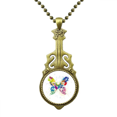 thumbnail image 1 of Mariposa con patrones florales pintadas en el color de la luz Collar Guitarra Antigua Joyería Música Colgantes Unbranded M, 1 of 3