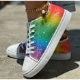 thumbnail image 7 of Low - Top Canvas Sneakers with Rainbow Glitter Design. Stylish Casual Shoes featuring White Laces, 7 of 7