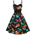 thumbnail image 1 of Pisexur Robe à Manches Courtes à Col Rond Mode Femmes Décontractée Sans Manches Vintage Dinosaure Camisole Taille Haute Robe Femmes Robe, 1 of 5