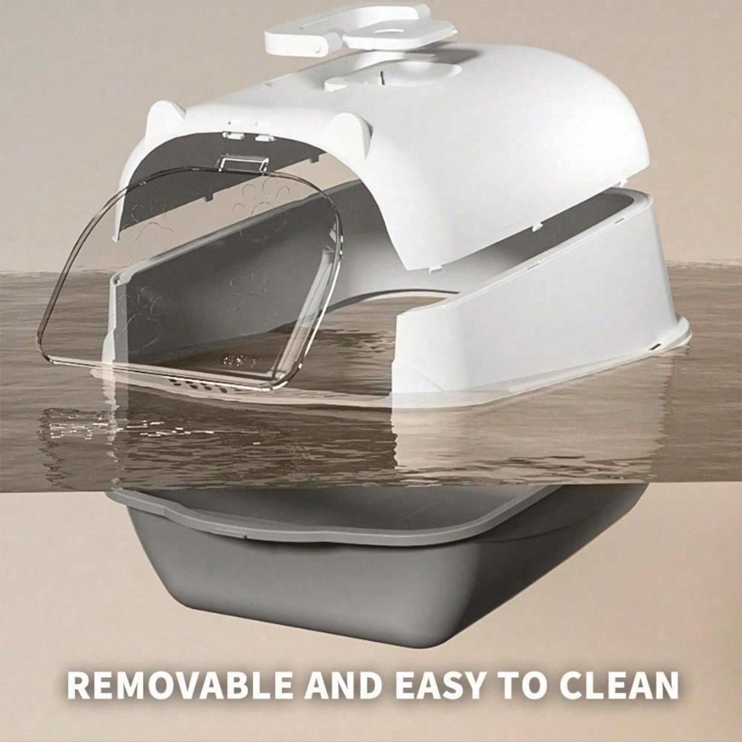 Fully Enclosed Portable Cat Litter Box – Large Space With Front Entry, Litter Filter Pedal & Easy-Clean Odor-Control Covered Design