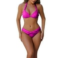 thumbnail image 1 of Swimming Suits for Women String Triangle Separates Bikini Sets Solid Color Hot Pink Womens Bathing Suits XL, 1 of 5