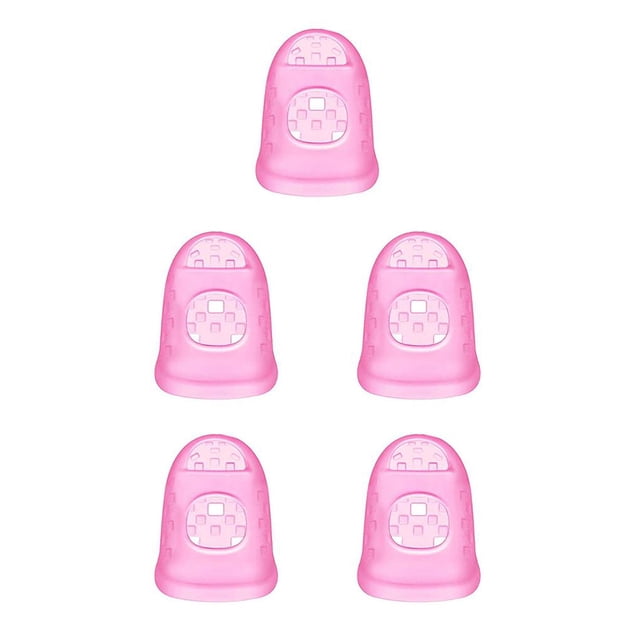 Methold Silicona guitarra puntas de los dedos protectores de dedos ukelele Fingerstall transparente no alergénico reutilizable instrumentos Rosa XS 5Conjunto
