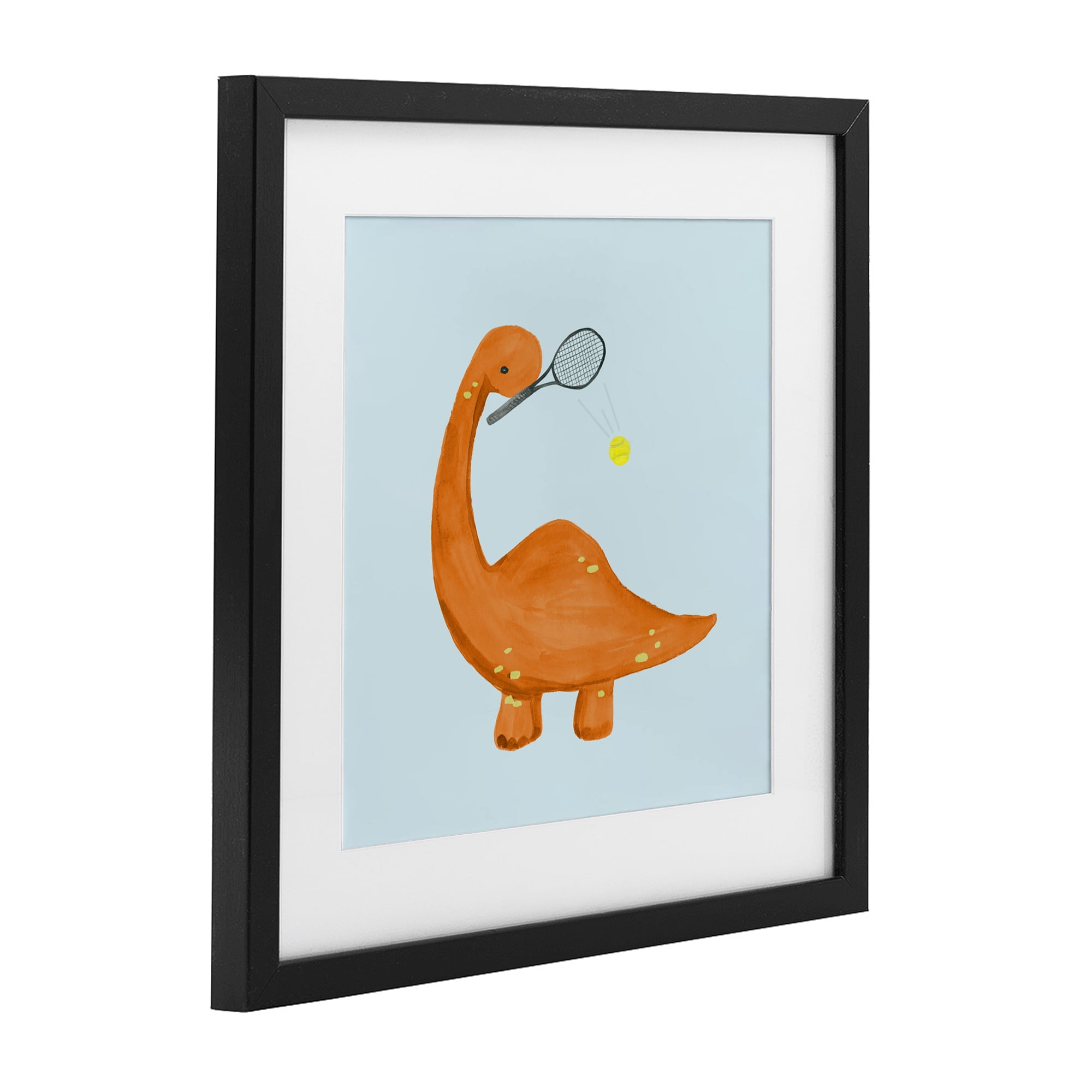 Stupell Industries Baby Dino Playing Tennis Black Framed Print Under Glass, design by Lucille Price