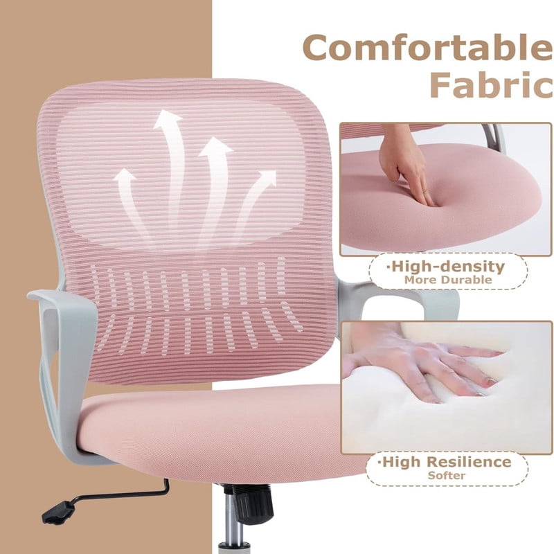 Kelno Drafting Chair Adjustable Height Office Chair Lumbar Support Swivel Ergonomic Desk Chair, Pink