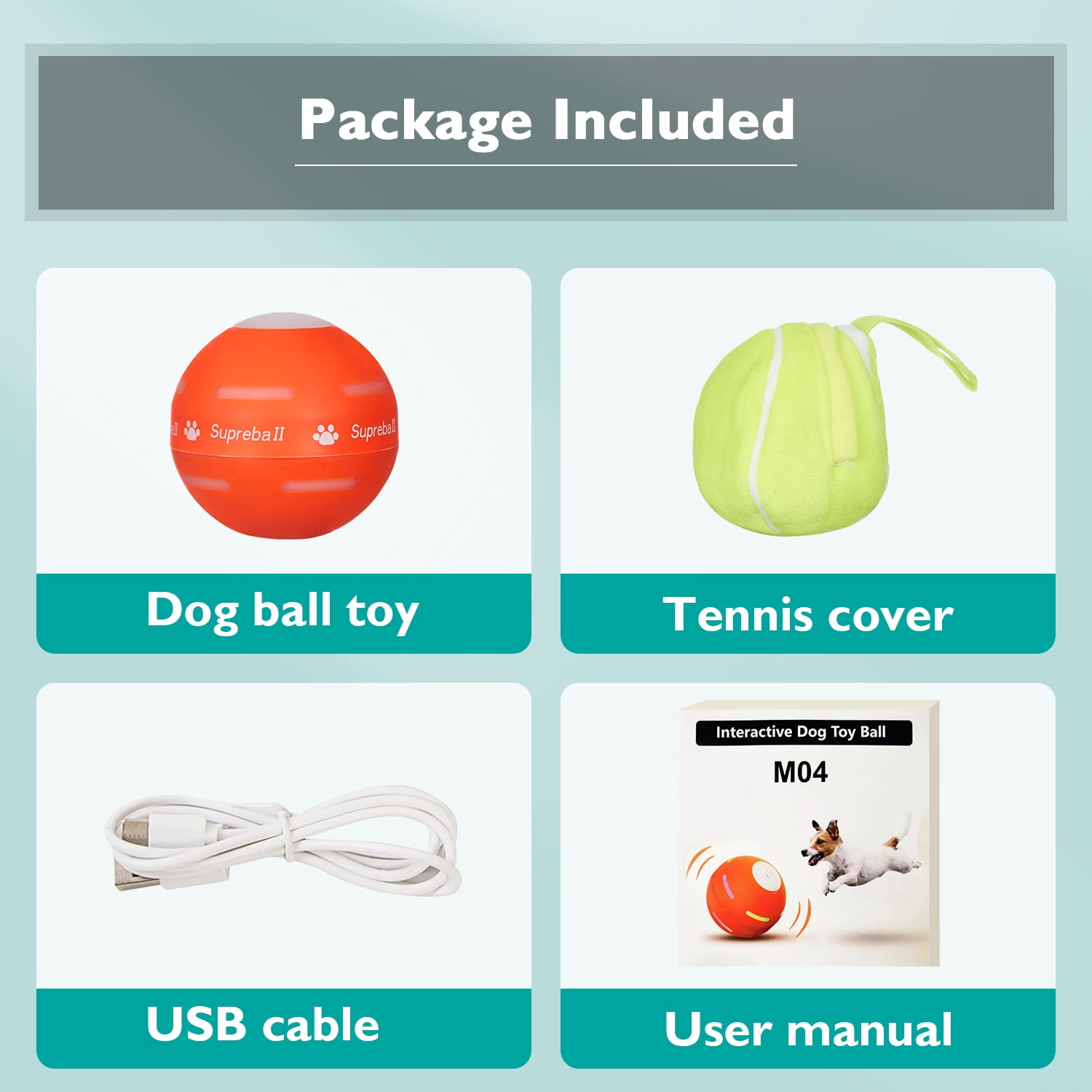 YVE LIFE Interactive Dog Ball Toys,Durable Motion Activated Automatic Rolling Ball Toys for Puppy/Small/Medium Dogs,USB Rechargeable