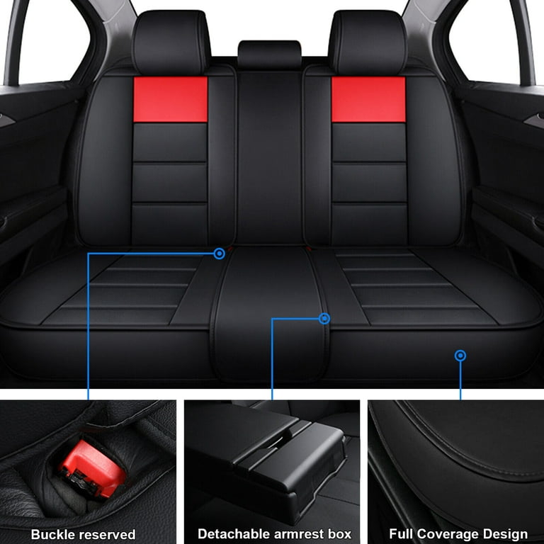 Car Seat Cover for Hyundai Sonata 5 Seats, Premium Pu Leather Seat Cushion  Protector, Front Rear Full Set for Accent/ Azera/ Elantra/ loniq Hybrid  Black&Red 