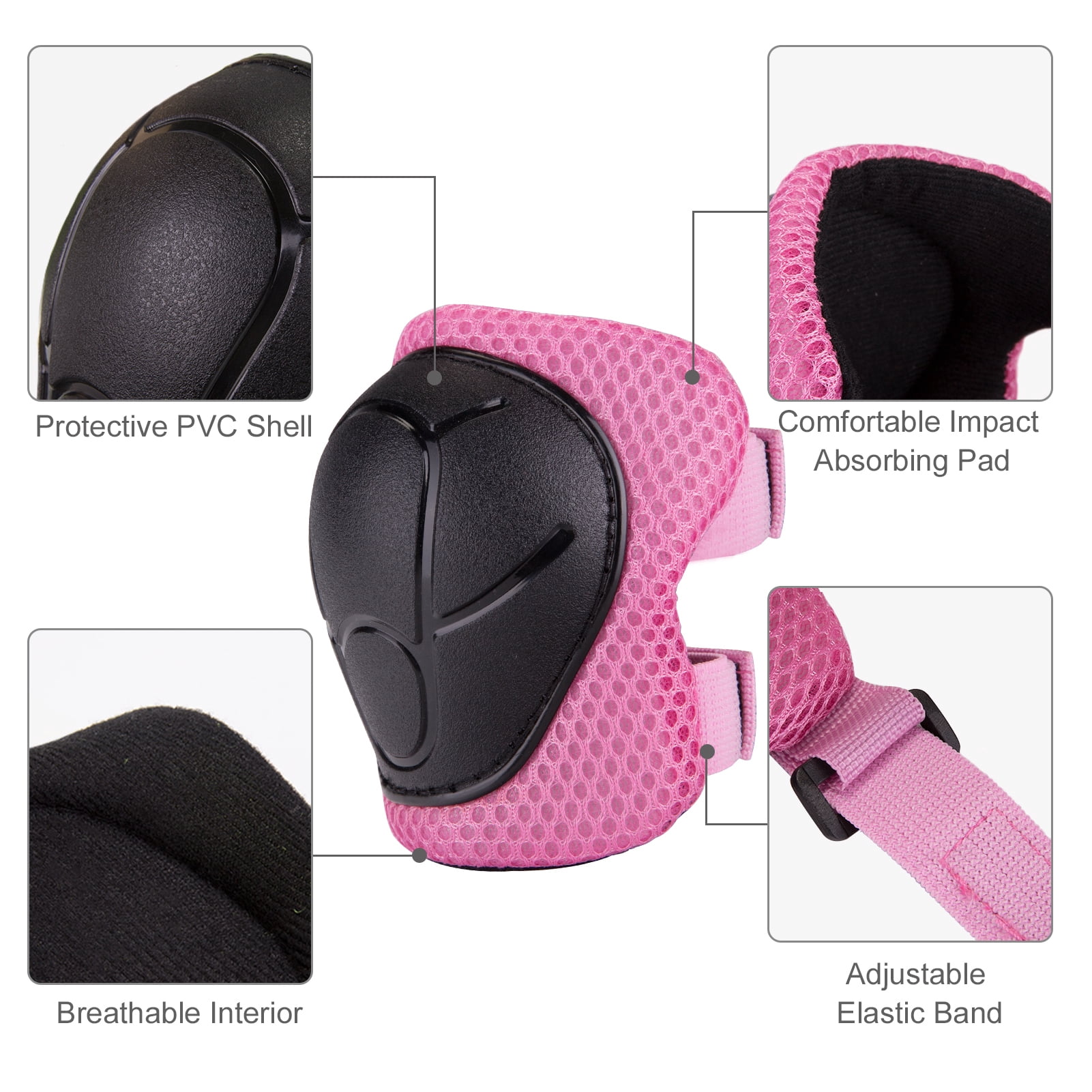 Wdmiya Kids Bike Helmet Toddler Helmet, Multi-Sport Protective Gear Set for 2-8 Years Boys Girls Child, Cycling Helmet with Knee Pads Elbow Pads Wrist Guards, Pink Bee