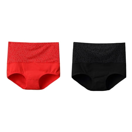 2-Pack Women s Solid Color Underwear High Waisted Underwear High Waist Thong Panties Woman s Underwear Granny Panties for Women Seamless Panties Womens Underwear Variety Pack Bikini Panties to Be