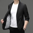thumbnail image 5 of Traje de ocio para hombre, primavera y verano, sin planchado, informal, de negocios, coreano, abrigo para jóvenes de mediana edad, drapeado, genuino, parte superior fina, 5 of 5