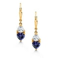 thumbnail image 2 of Gem Stone King 18K Rose Gold Plated Silver Blue Iolite and  White Moissanite Dangle Leverback Earrings for Women (2.10 Cttw, Gemstone, Heart Shape 6MM, Trillion 5MM), 2 of 4