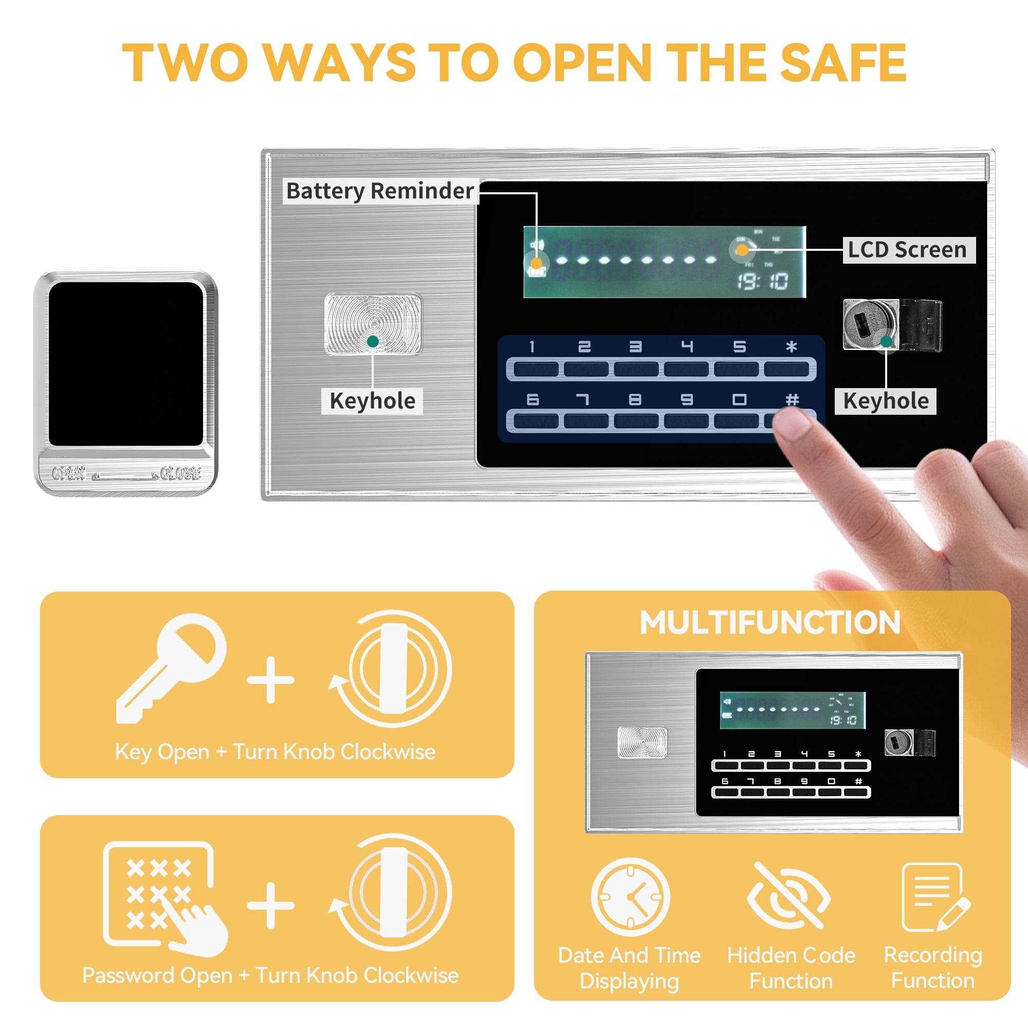 Dextrus 4 Cu.ft Steel Safe with Digital Lock, Fire-Resistant Bag, Shelves, and LED Light