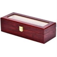 thumbnail image 2 of Watch Box for 6 Watches with Glass Display Top, Elegant Appearance, Jewelry Boxes Storage Boxes Display Boxes, Brown Color, 2 of 7