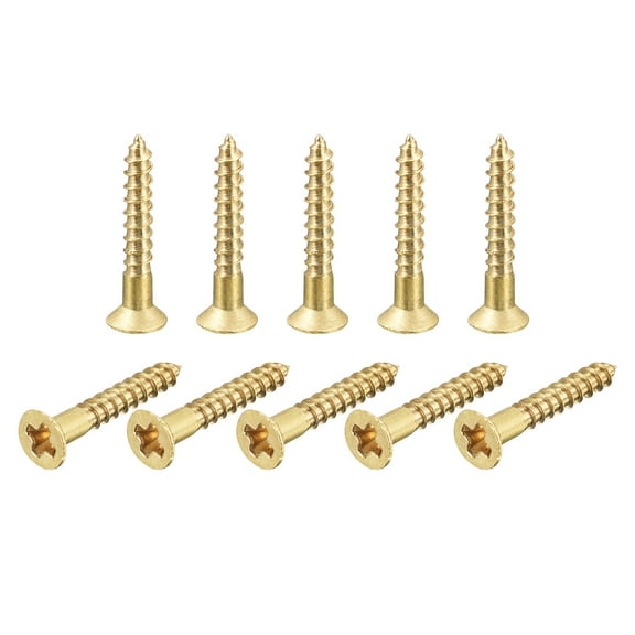 Uxcell M2.5x16mm Brass Wood Screws, Phillips Flat Head Self Tapping Connector 30 Pack