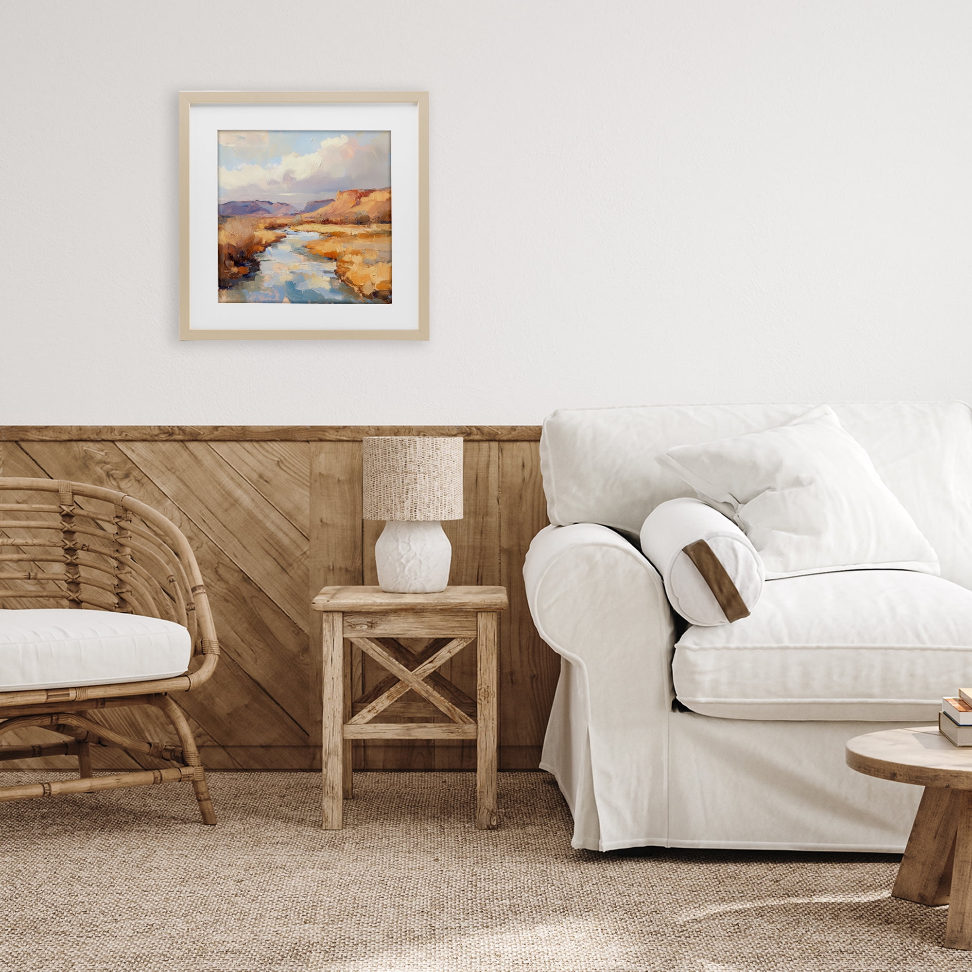 Stupell Industries Plateau River Evening Glow Birch Framed Print Under Glass, design by Petal Prints Design