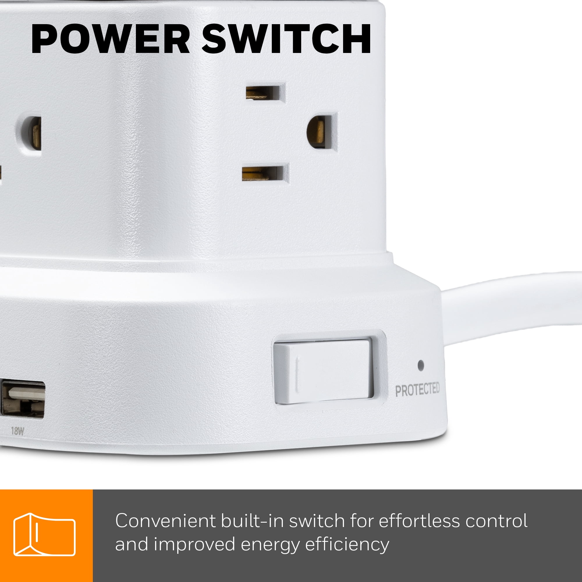 Honeywell Power Tower Modular Charging Station, 15 AC Outlets, 3 USB Ports (1 USB-A, 2 USB-C 20W PD), 900 Joules Surge Protector, 4ft Extension Cord, White