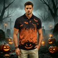 thumbnail image 5 of IAJDKMEK Halloween Men's Polo Short Sleeve Shirt - Comfortable Button-Down Knit Shirt, Lightweight Summer Shirt for Party, Daily Summer, Golf Shirt & Costume,Dark Gray L, 5 of 7