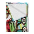thumbnail image 2 of Abstract Soft Flannel Fleece Throw Blanket, Doodle Bird Character Eyes Eyesight Portrait Unusual Retro Illustration, Cozy Plush for Indoor and Outdoor Use, 60" x 80", Multicolor, by Ambesonne, 2 of 5