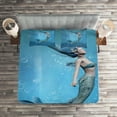 thumbnail image 2 of Ambesonne Ocean Quilted Coverlet 3 Pcs, Mermaid Myth Creature, King Size, Blue, 2 of 2
