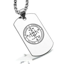 Stainless Steel Seal of Archangel Gabriel Dog Tag Pendant Necklace