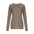 thumbnail image 6 of Posijego Women's Square Neck Going out Tops Long Sleeve Slim Tight Tee Plain Basic Undershirts Trendy Spring Clothes, 6 of 9