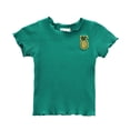 thumbnail image 3 of Aihuaihua Toddler Girls' Short Sleeve T-Shirt Cotton Crewneck Ruffle Trim Top for Toddler 18M-6Y Green 5-6 Years, 3 of 7