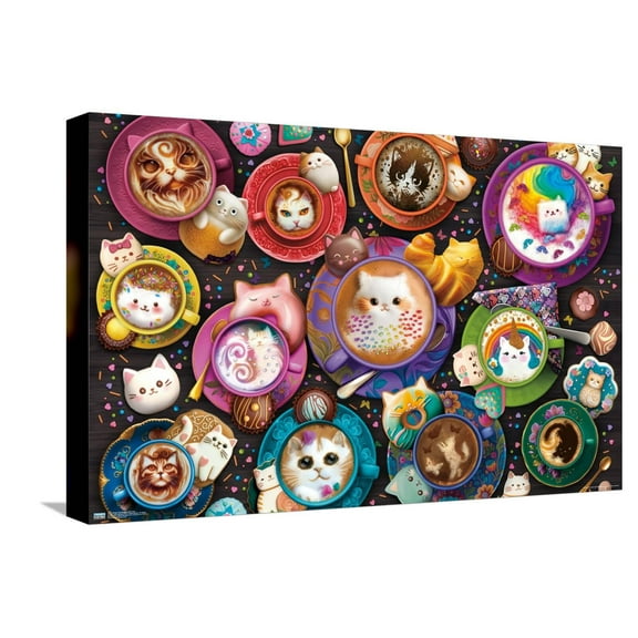 Brigid Ashwood - Latte Cats Canvas Wall Poster, 14.725" x 22.375"
