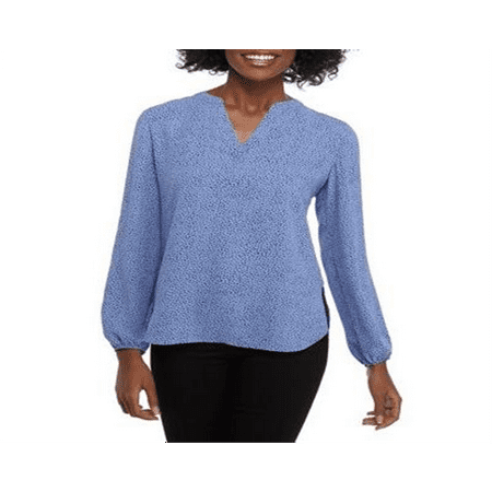 Anne Klein Women's Split Neck Top Blue Size X-Large