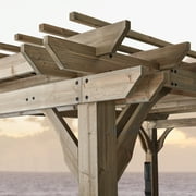 Backyard Discovery Somerville 14x10' Cedar Wood Patio Pergola Kit, Trellis Roof, PowerPort