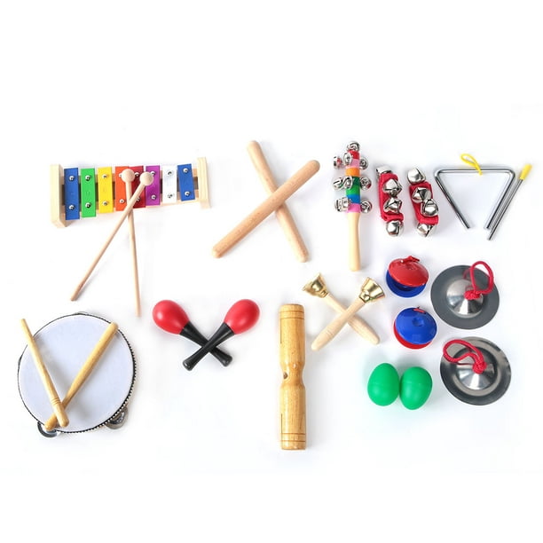 Enfants Instruments de musique à percussion en bois Set Portable Enfants  Musique Illumination Instruments de musique Set pour garçons Filles