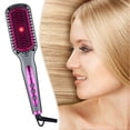 thumbnail image 3 of Infrared Hair Straightener Brush Ionic Straightening Brush Anti-Frizz Flat Iron Comb for All Hair Types 110-240V, 3 of 5