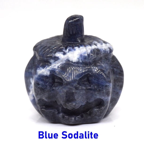 Estatua de calavera de calabaza de 1,5 ", adorno de piedra Natural tallado a mano, estatuilla de Halloween, obsidiana, Jade, cristales curativos, decoración del hogar y la Oficina