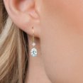 thumbnail image 3 of Gem Stone King 14K Yellow Gold Sky Blue Aquamarine French Wire Dangle Earrings for Women (0.96 Cttw, Gemstone March Birthstone, Oval 6X4MM and Round 2.5MM), 3 of 6