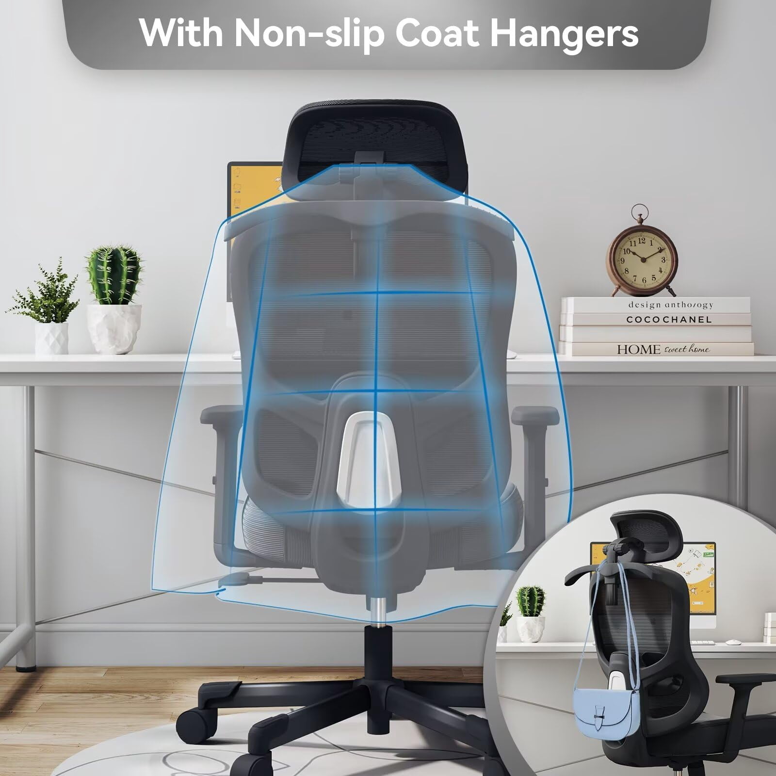 Ergonomic Office Chair With adjustable Lumbar Support, Breathable Mesh, Rotating tilt Lock, Black