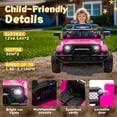thumbnail image 4 of Xuanlur 24V Ride on Truck Car w/Parent Remote Control, Ride on Toys w/4-Wheel Suspension, Power Display, Bluetooth, Music, LED Headlight, Electric Car for Kids Aged 3+, Pink, 4 of 8