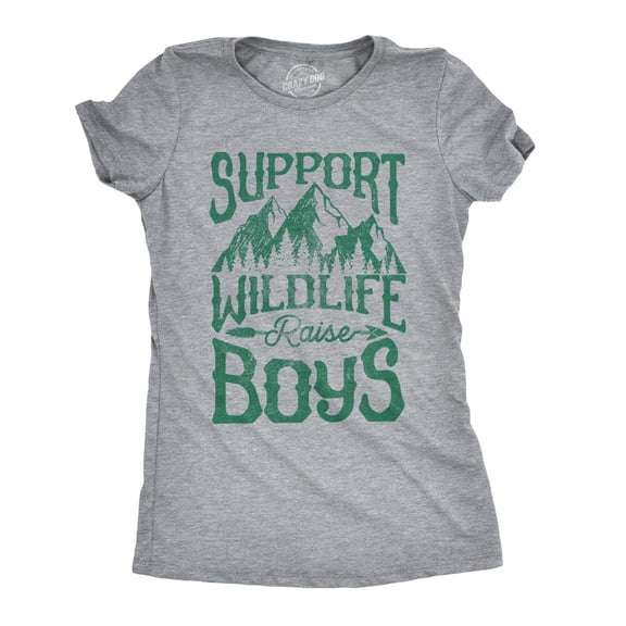 Womens Support Wildlife Raise Boys T Shirt Funny Parenting Tee Womens Graphic Tees