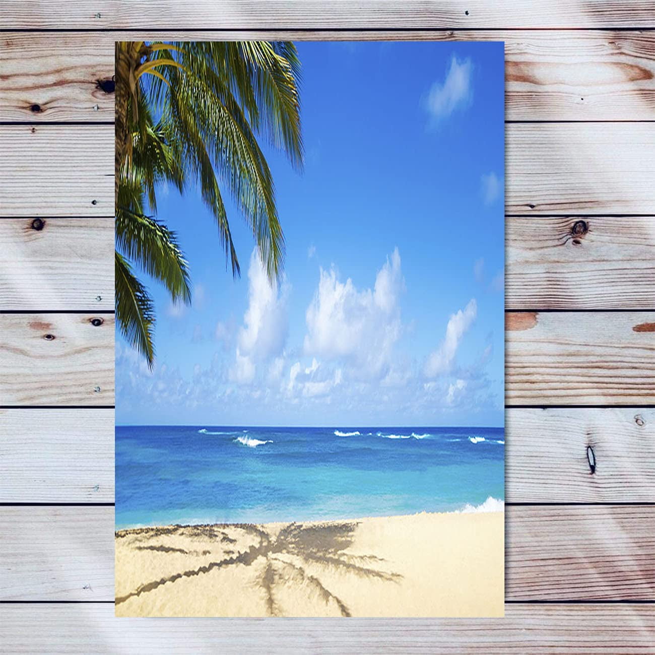 Palm Tree White Hawaiian Beach Canvas Wall Art Artwork Wooden Frame
