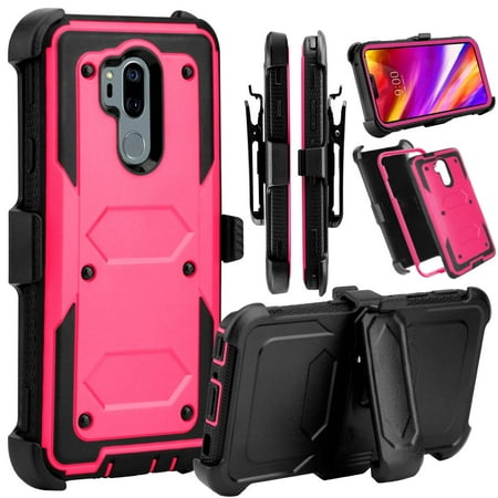 LG G7 ThinQ Case, LG G7 Case, Mignova Heavy Duty Shockproof Full Body Protection Rugged Case Cover with Swivel Belt Clip and Kickstand for LG G7/LG G7+ ThinQ/LG LM-G71(Pink)