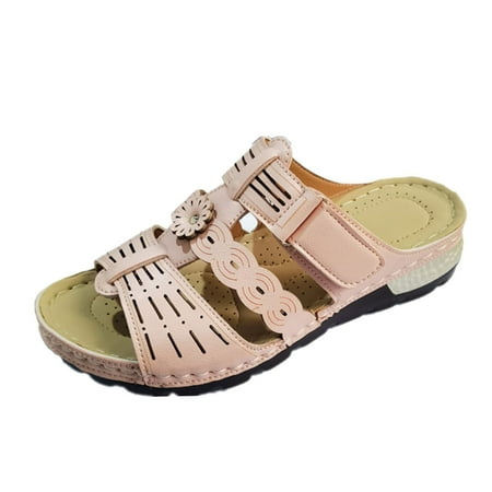 

Women Water Sandals Ladies Summer Hollow Carved Flowers Smart Slope With Platform Beach Flat Slippers Birthday Gifts for Women