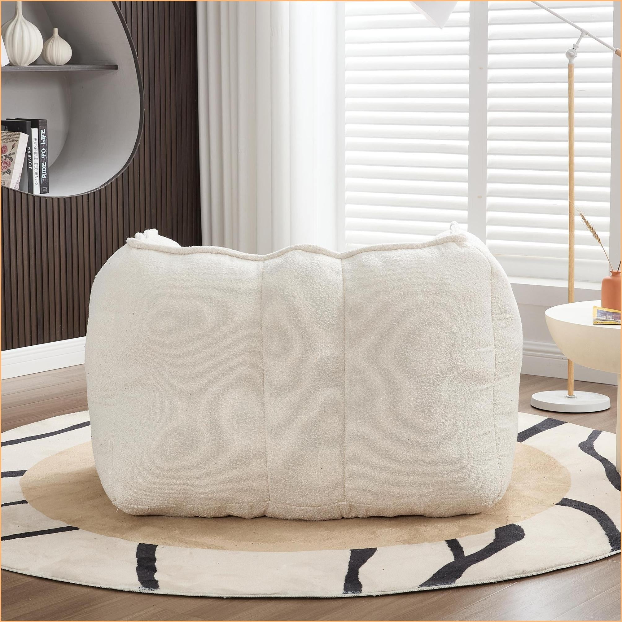 Comfortable Adult Bean Bag Chair with Footstool - Lazy Sofa for Gaming, Reading, TV | Chenille | Square