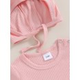 thumbnail image 5 of Infant Baby Boys Girls Summer Outfit, Short Sleeve Crew Neck Solid Jumpsuit with Rabbit Ears Hat, 5 of 8