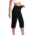 thumbnail image 7 of LEAVINGSUO Capris Pants for Women With Elastic Waist Women's Casual High-Waisted Pocket Cropped Pants Black S, 7 of 7