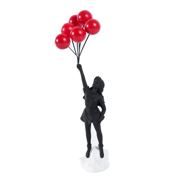 Estatua de niña con globos voladores, esculturas de arte moderno para decoración del hogar, adorno artesanal de escultura de figura de resina, figuritas coleccionables que viven